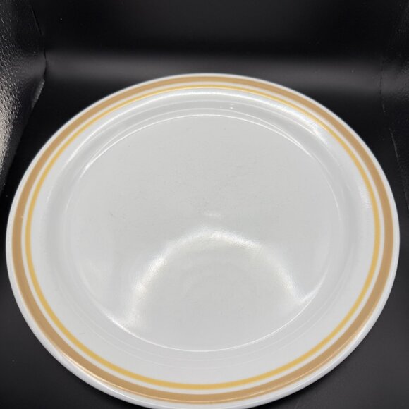 Corelle By Corning Almond Set of 4 Luncheon Plates White  Tan Yellow Trim 8.5” - Picture 1 of 5